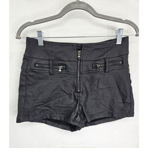 Ramisu Collection Faux Leather High Waist Moto Goth Short Size M Women's Black
